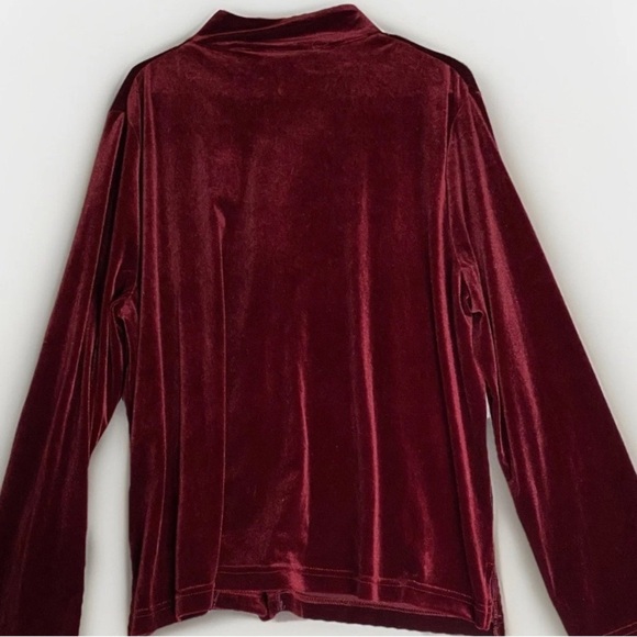 Briggs New York Women's Size 1X Red Velvet Button Up Shirt Vamp Goth Rock - Picture 2 of 6